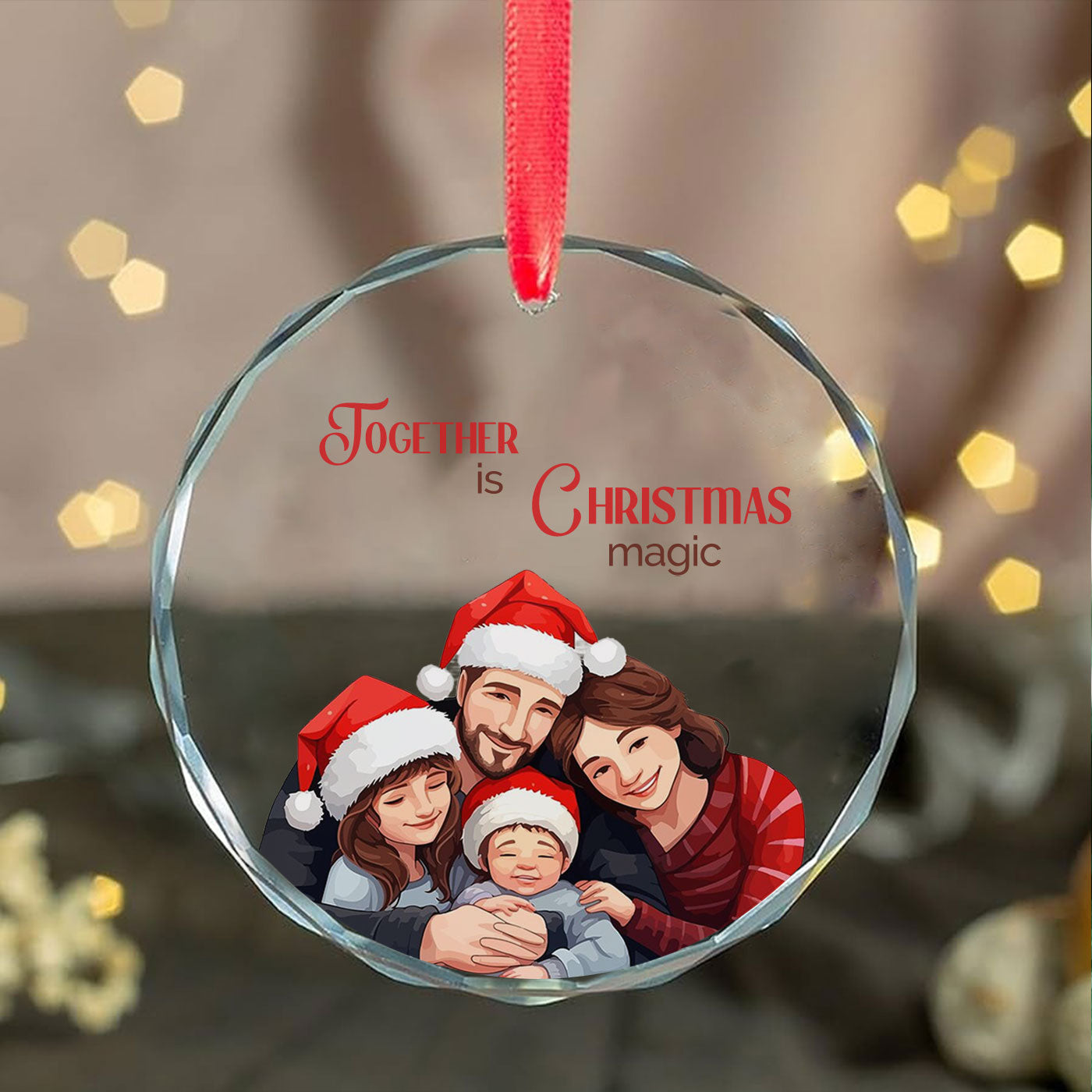 Heartwarming Family Christmas | Cherish the Joy of Togetherness | Glass Ornament
